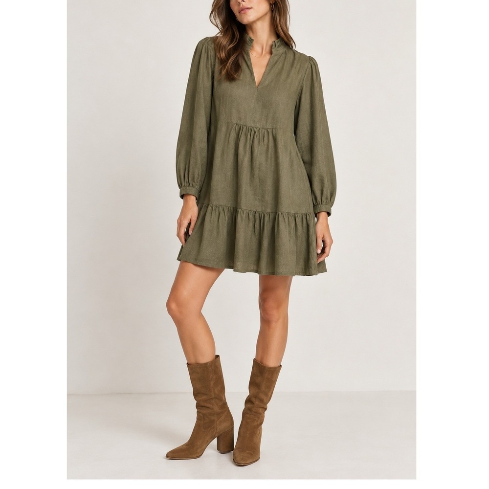 Tuckernuck Palmerston Dress Women's Medium Olive Green Romantic Cottage Mini